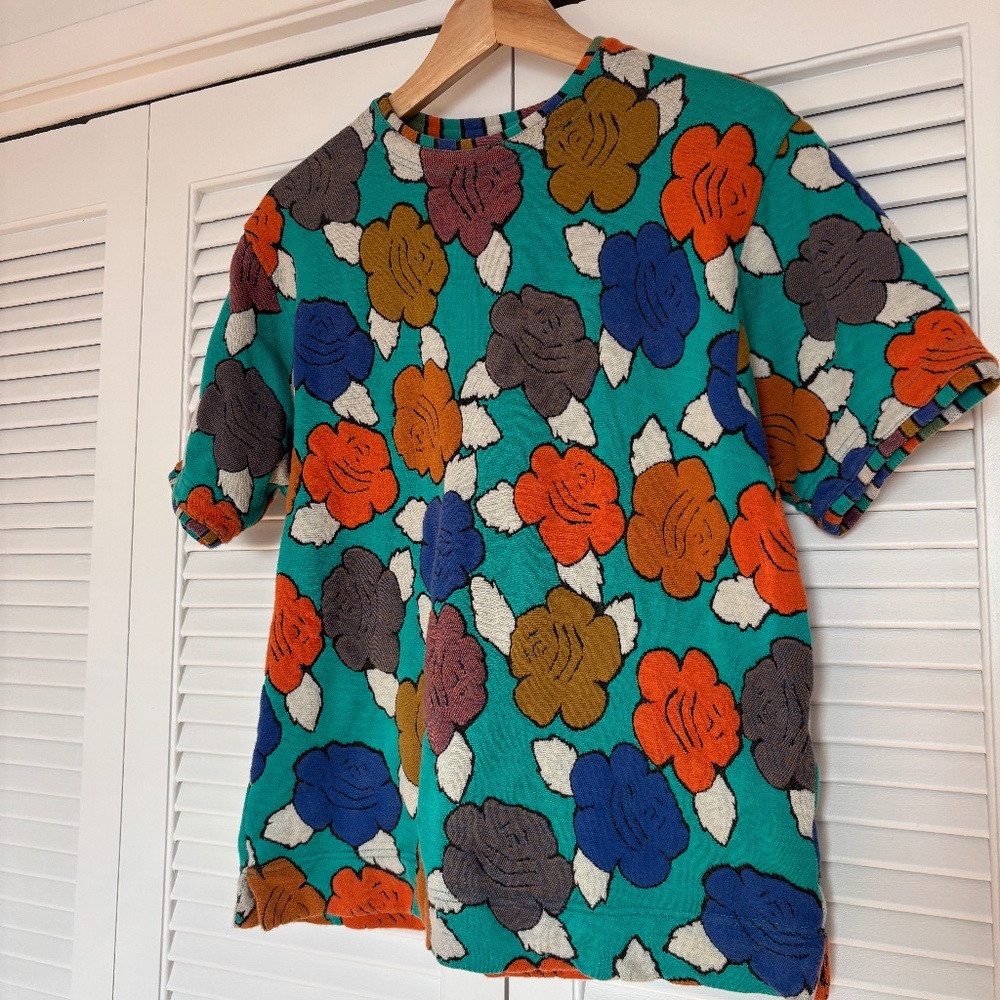 Vintage Missoni Knit Bright Floral Top Unisex Blouse